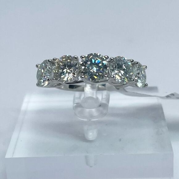 Ring Jewelry - Moissanite Diamond Ring Band 5 Year Anniversary Wedding Ring 5 Stone 1.5 Ct 925